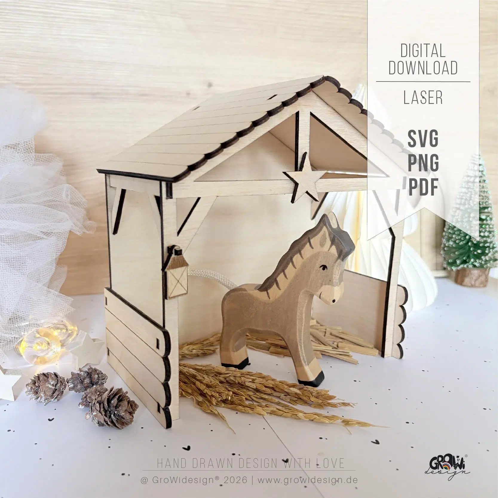Wichtel Weihnachtsstall Laserdatei 1 by GroWidesign Wichtel Weihnachtsstall Laserdatei
