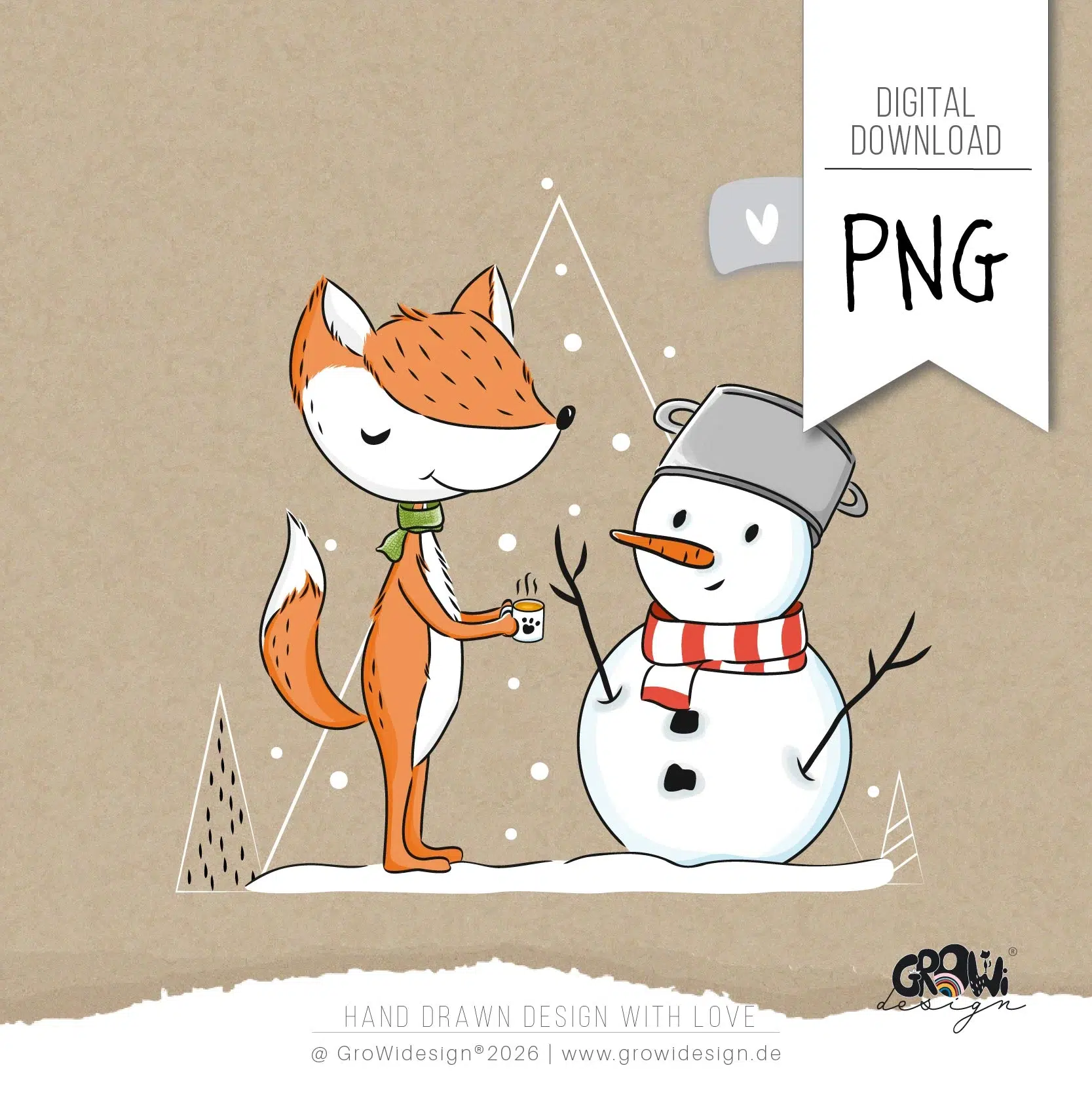 Fuchs Schneemann PNG 5 by GroWidesign Fuchs Schneemann PNG Bügelbild