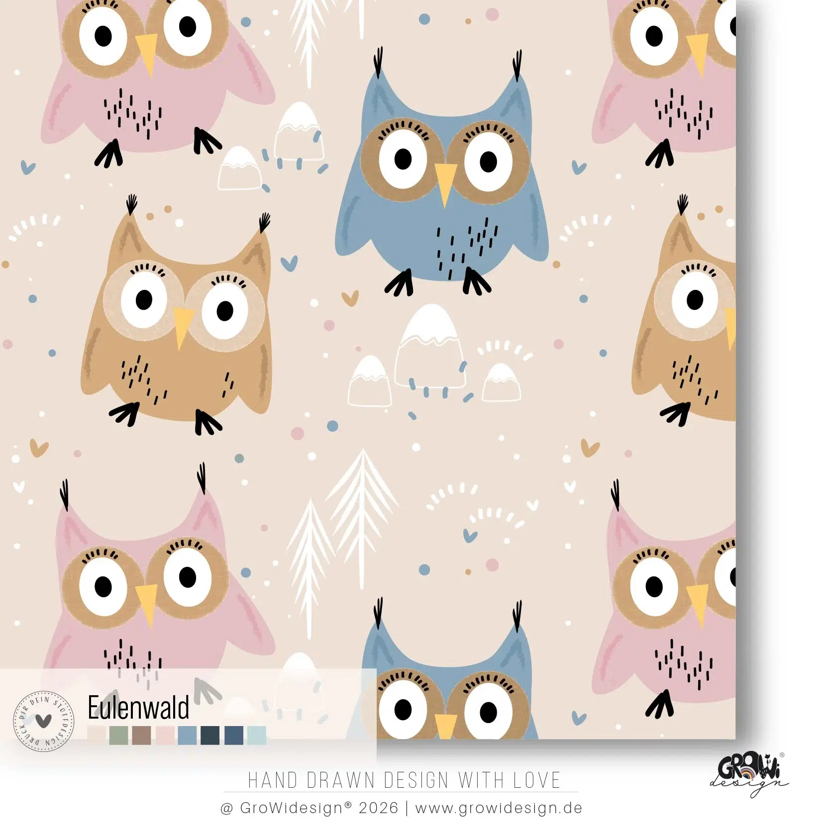 Eulenwald seamless Stoffdesign 3 by GroWidesign Eulenwald seamless Stoffdesign