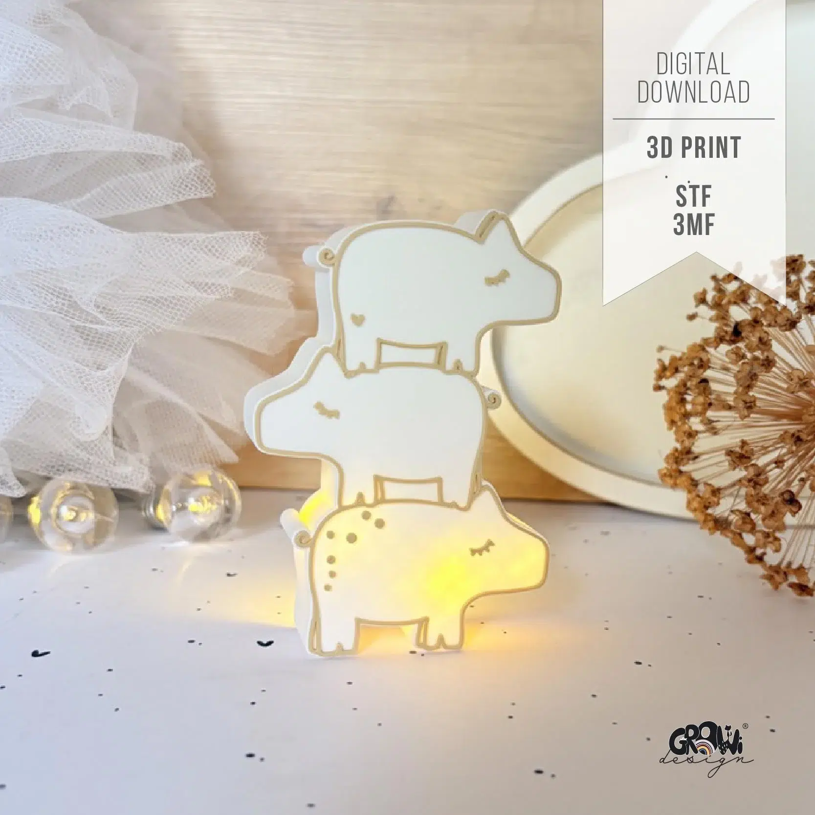 Glücksschwein 3D Druck 1 by GroWidesign Glücksschwein 3D Druck