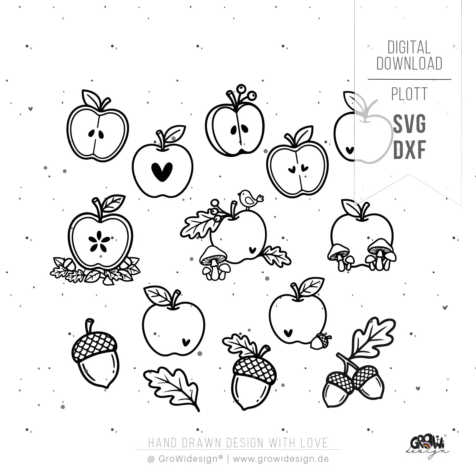 Apfel Herbstset Plotterdatei